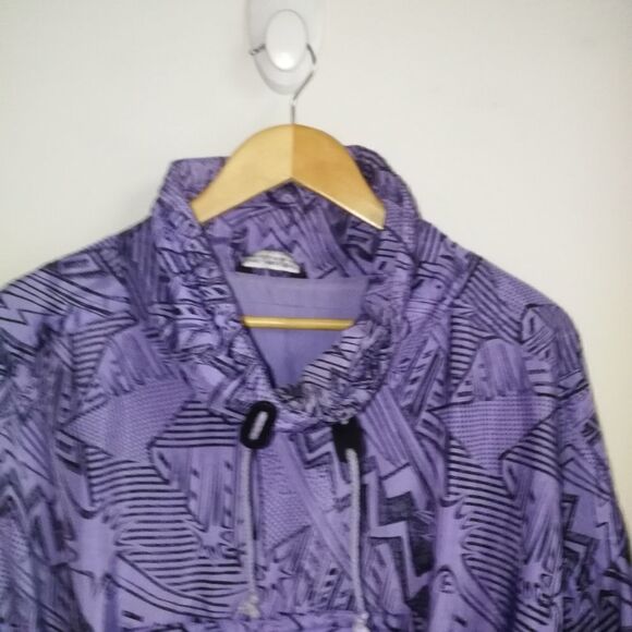 VINTAGE MISTRAL Purple & Black Abstract Comic Oversized Rain Coat Size Large - Picture 3 of 16
